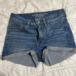 American Eagle Hi-Rise shortie jean shorts size 8
